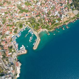 Overhead view of vibrant marina in Antalya.