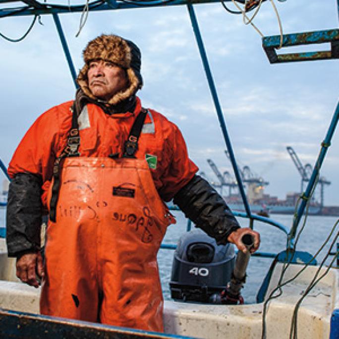 Fisherman on fishing boat