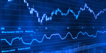 A graph of a stock going up and down