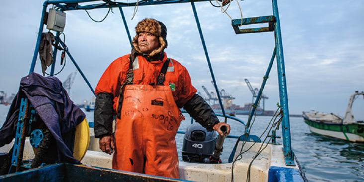 Fisherman on fishing boat