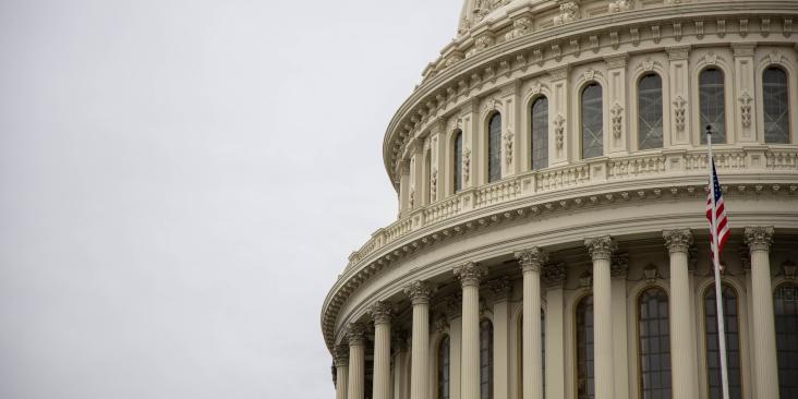 Closeup view of United States Capitol Building