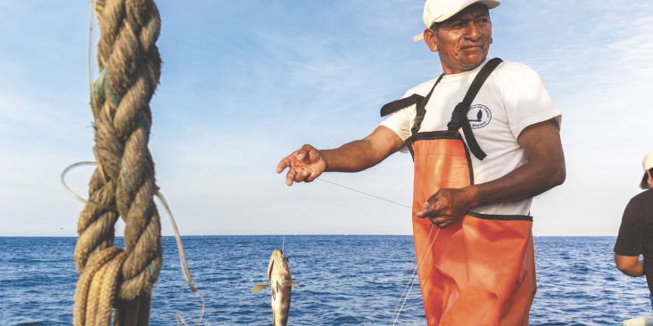 Peruvian fisherman at sea