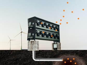 Illustration of giant fan that captures carbon from the air