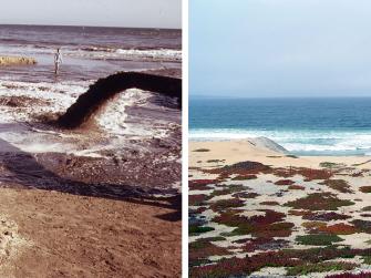The waters of Monterey Bay are much cleaner today than they were when this discharge pipe was photographed in 1972.