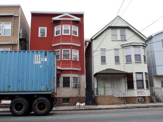 Truck on a residential street in Newark, NJ