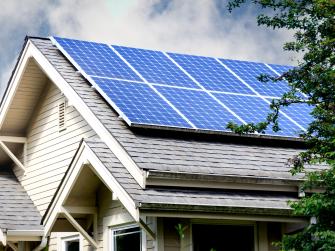 Solar panels on the roof of a home