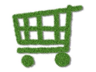 A shopping cart made of green grass