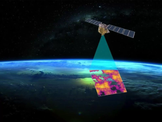 A generated image of MethaneSAT scanning the planet for methane leaks