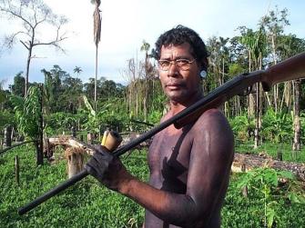 A portrait of Krentoma, a member of the Panará people.