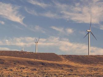 Line of wind turbines
