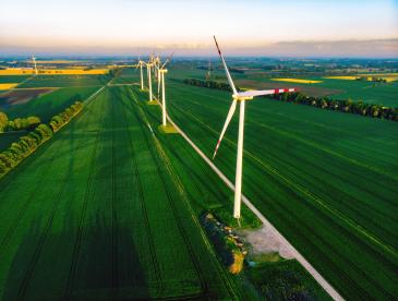 Aerial image of Poland-based wind turbines
