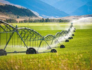 Wheeled irrigation system in farm field