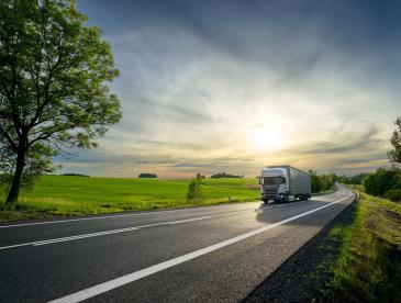 Electric truck on a scenic highway