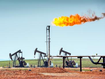Flaring at a fossil fuel production facility.