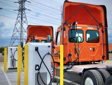 Electric trucks charging.