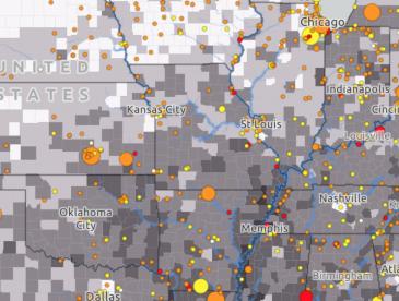 Chemical exposure map of the United States