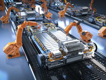 Robotic arms working in a factory