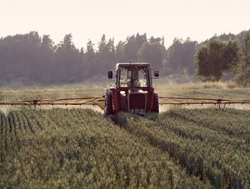 A tractor on a farm.