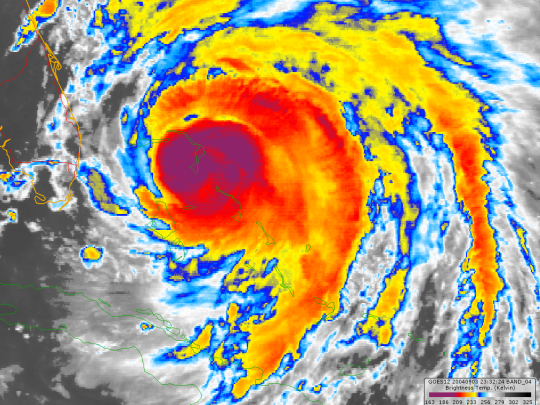 Radar image of hurricane off Florida coast