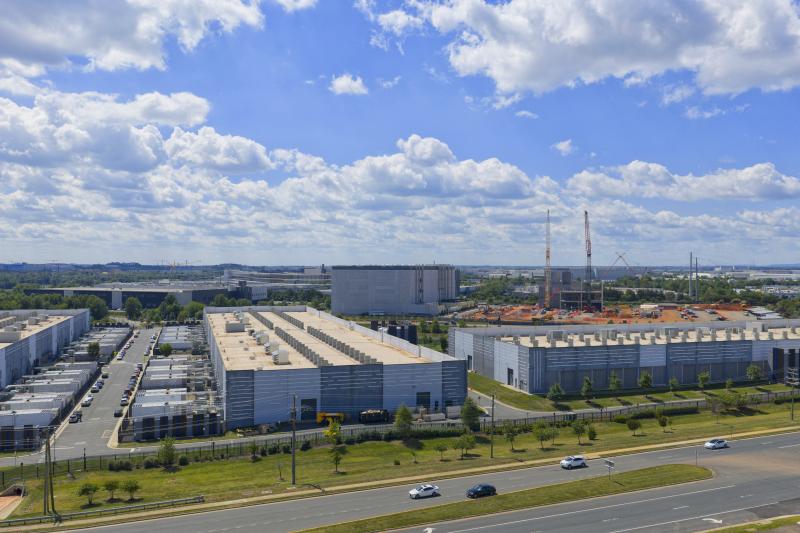 Aerial view of data centers in Ashburn, Virginia.