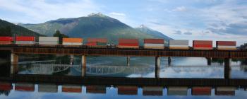 Freight train on a railway bridge