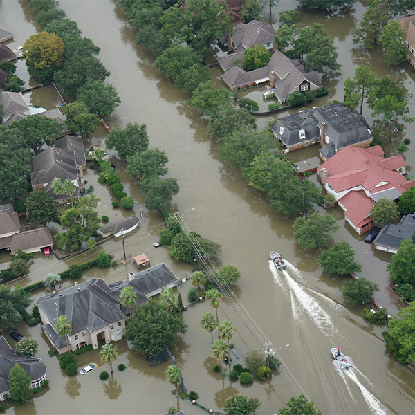 Aerial shot of flooding caused by Hurrican Harvey