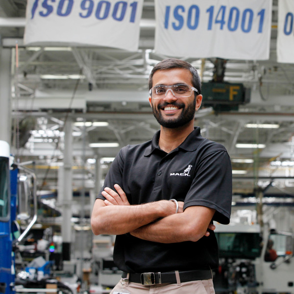 EDF Climate Corps fellow Ajith Das Menon working with Mack Trucks