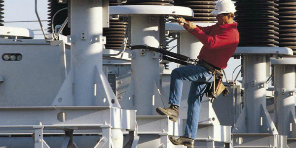 utility worker at substation