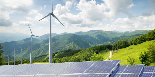 wind turbines and solar panels